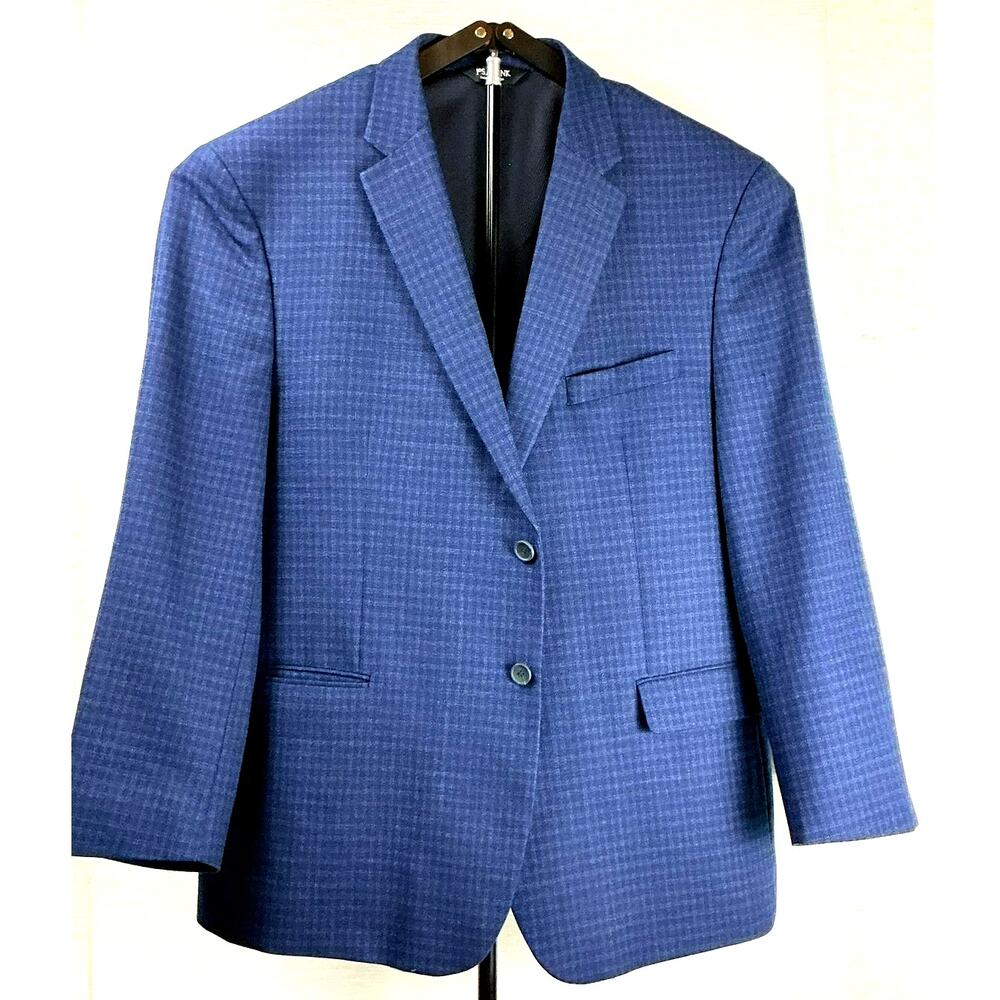 Jos. A. Bank Travel Tech Blazer 50R Tailored Fit Blue Check Wool Silk Spandex